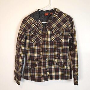 Tilt Plaid Quilted Hooded Jacket size M